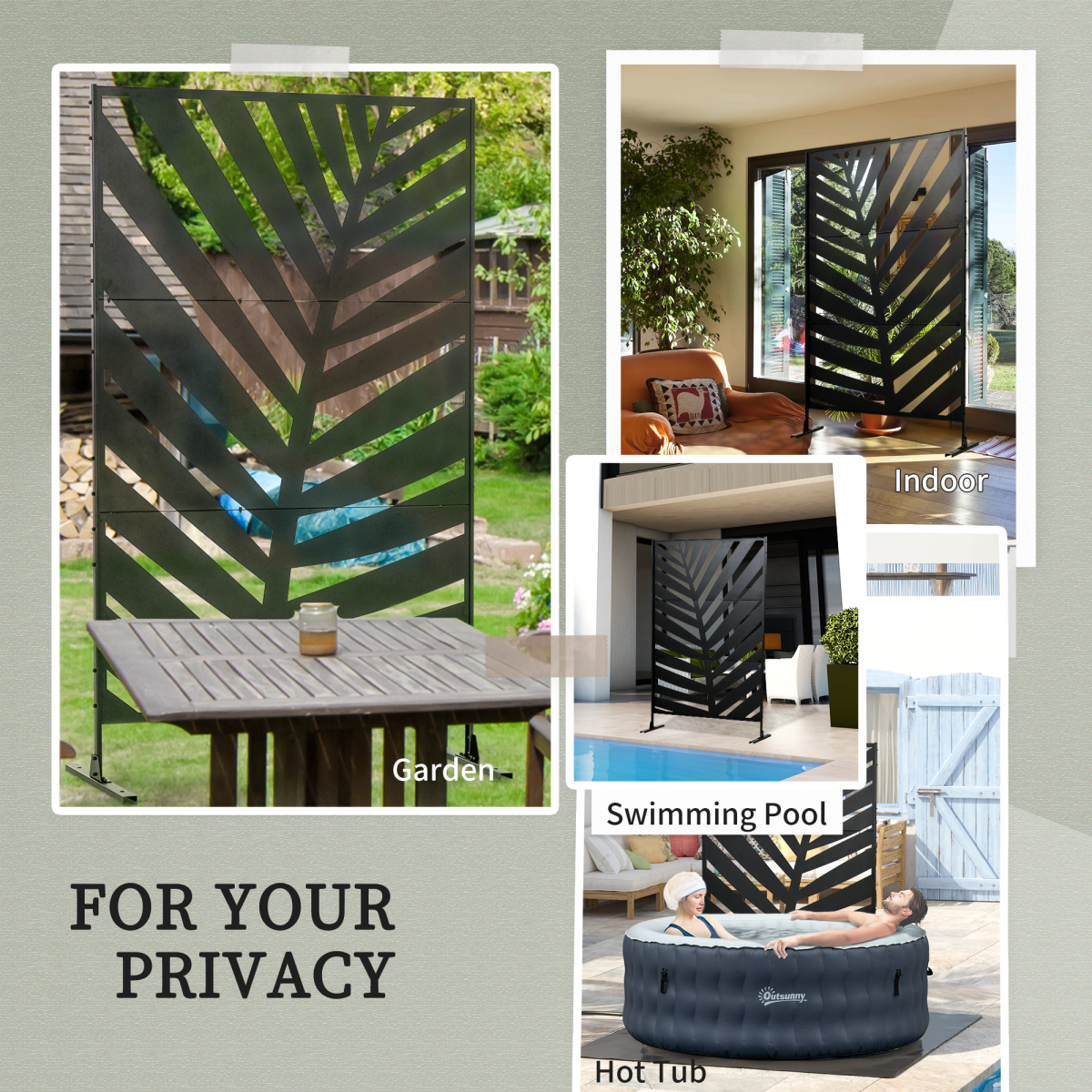 6.5FT Metal Outdoor Privacy Screen Panel with Stand