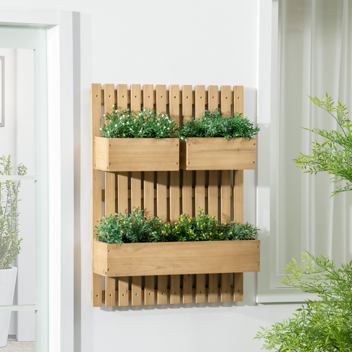 Wooden Garden Planters with Trellis Raised Bed