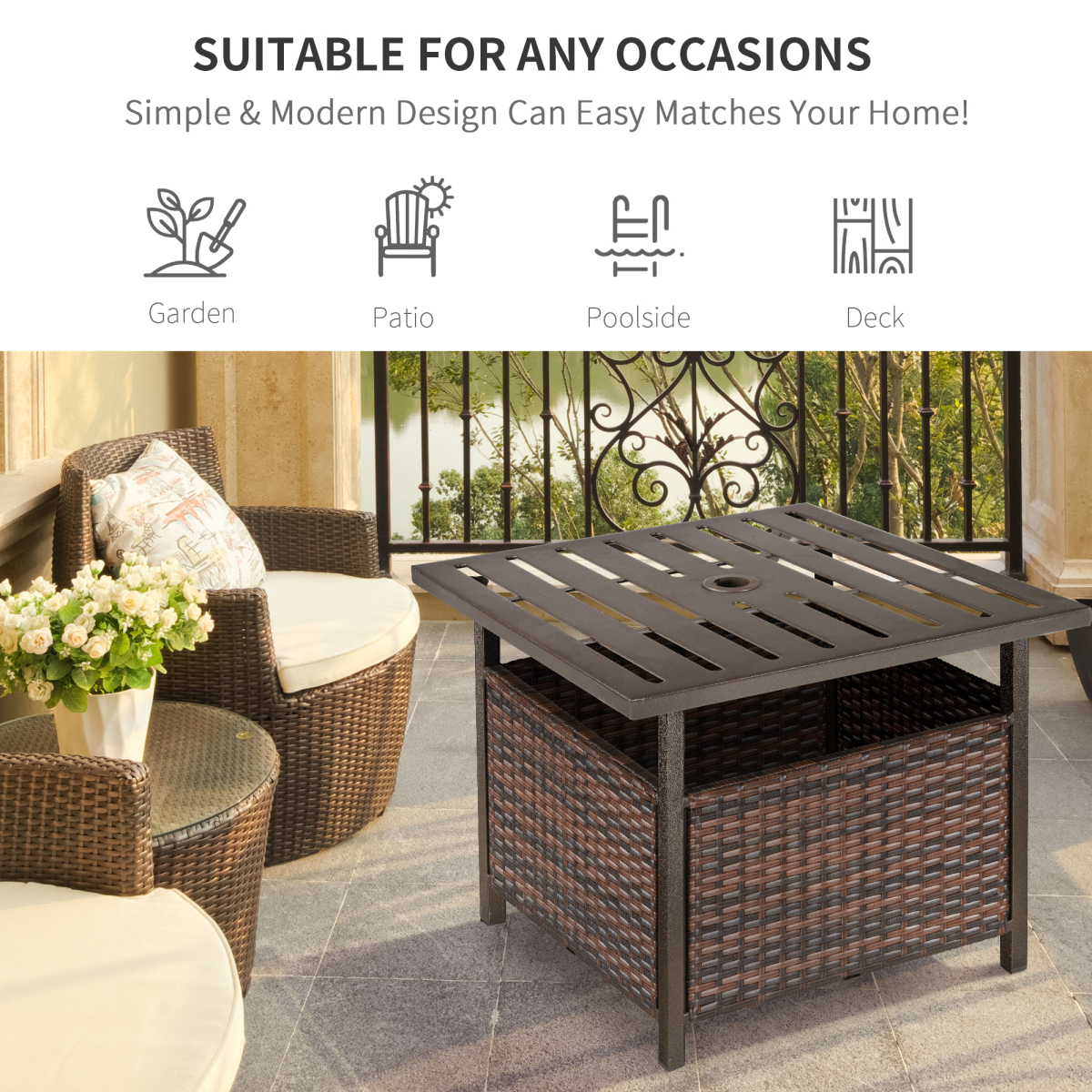 Rattan Coffee Table for Garden Backyard