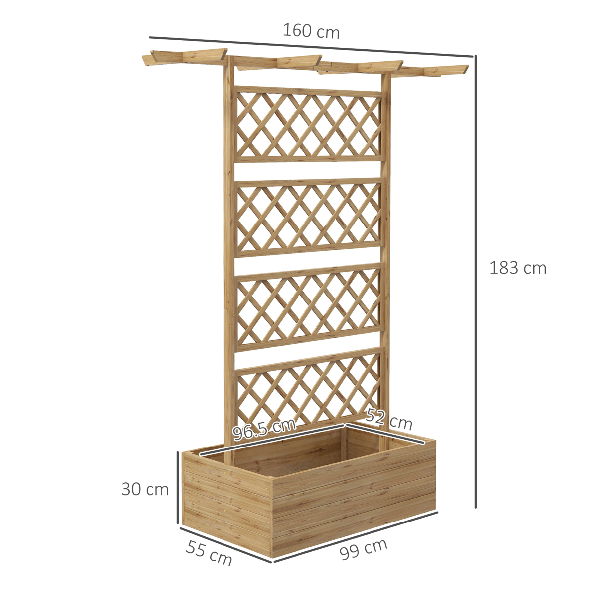Wooden Trellis Planter, Raised Garden Bed for Climbing Plants