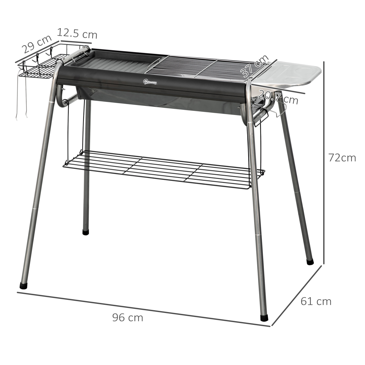 Charcoal BBQ Grill with Griddle Plate