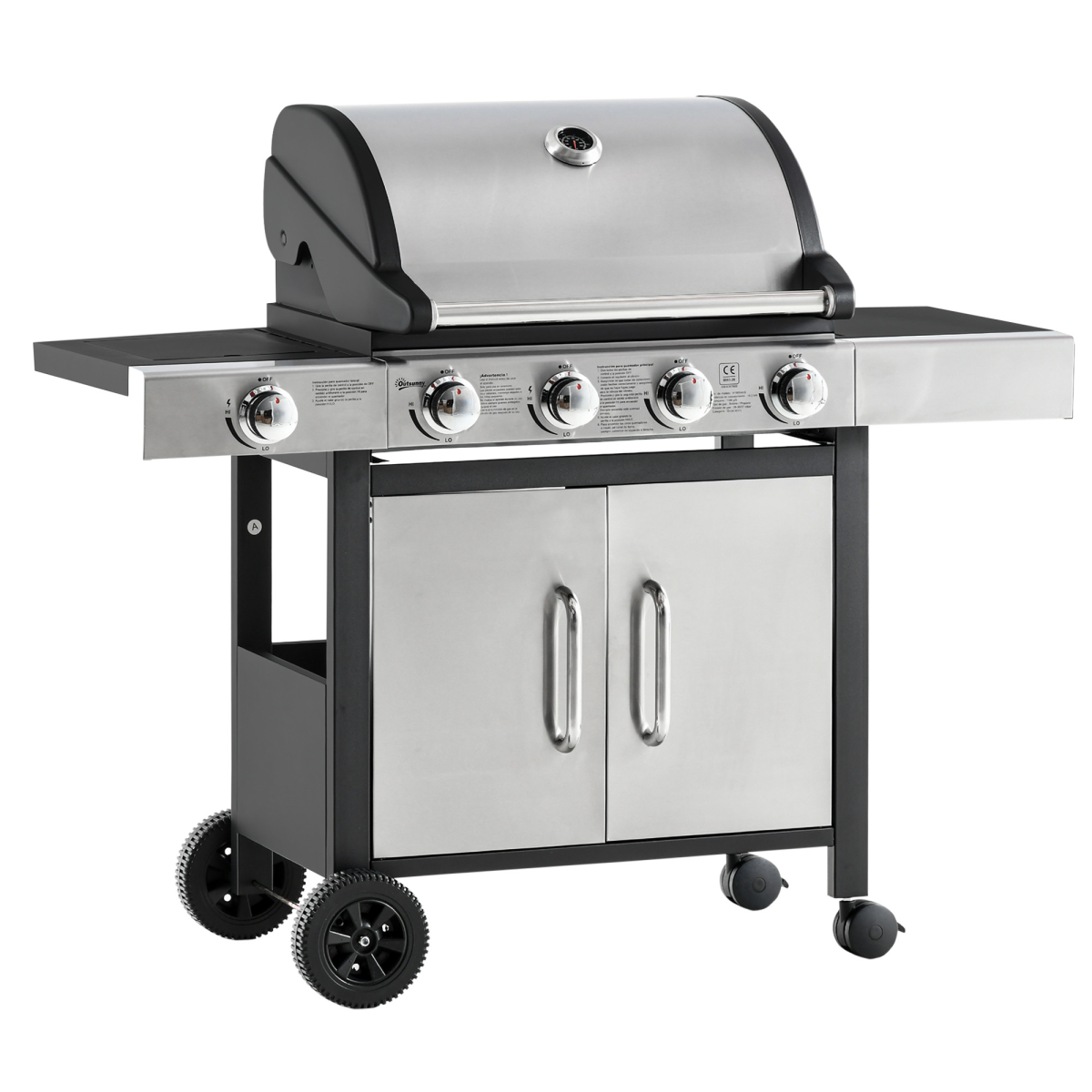 Gas Barbecue Grill 4+1 Burner BBQ Trolley Stainless Steel