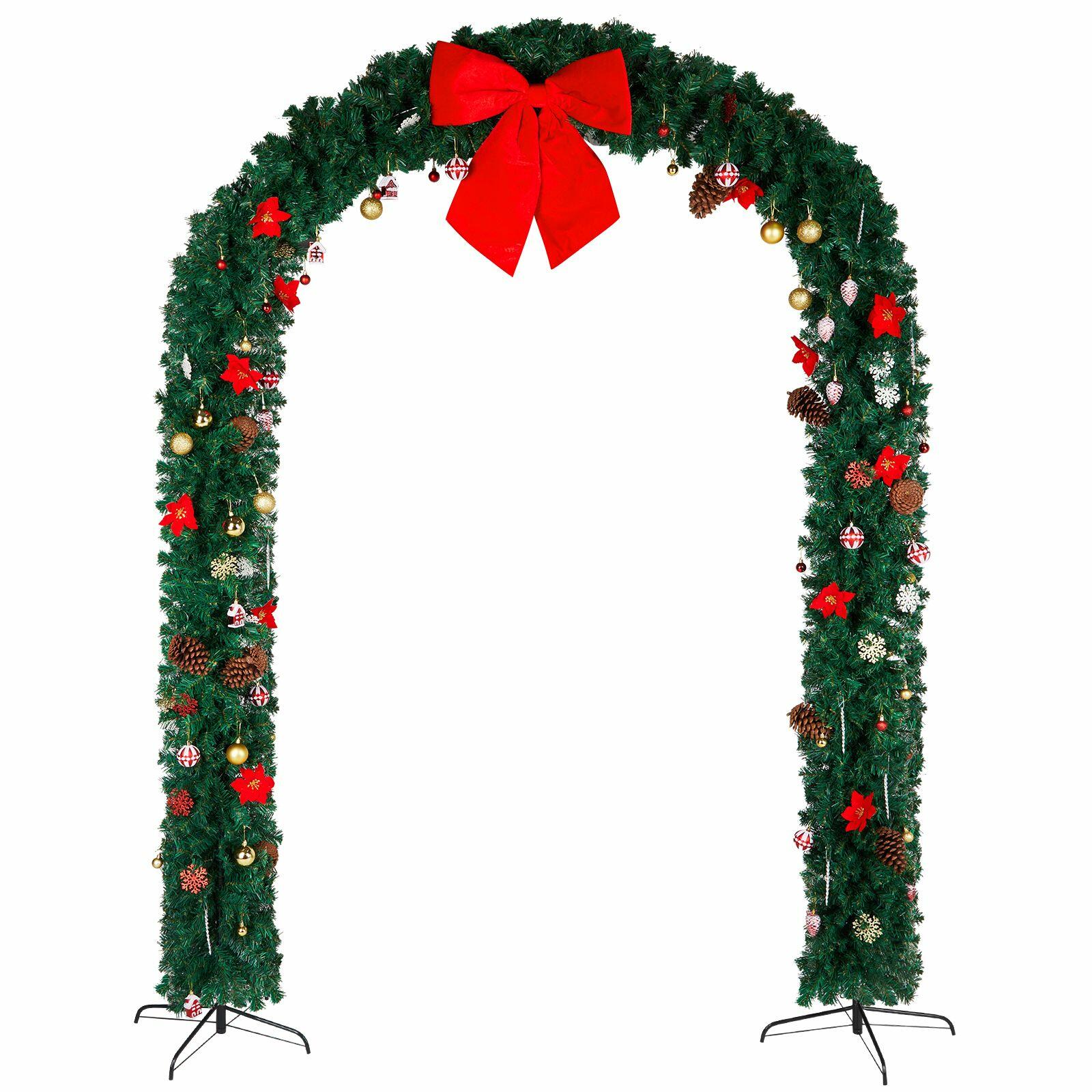 PVC Christmas Arch with Ornaments Decoration Green