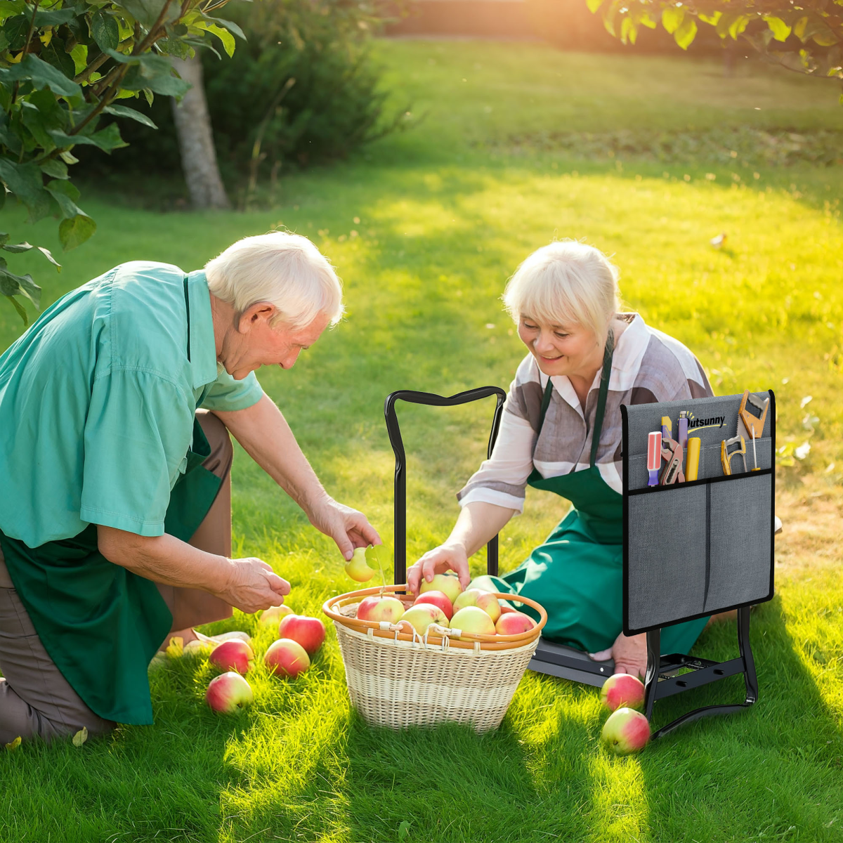 Garden Kneeler Foldable Seat Bench with Tool Bag