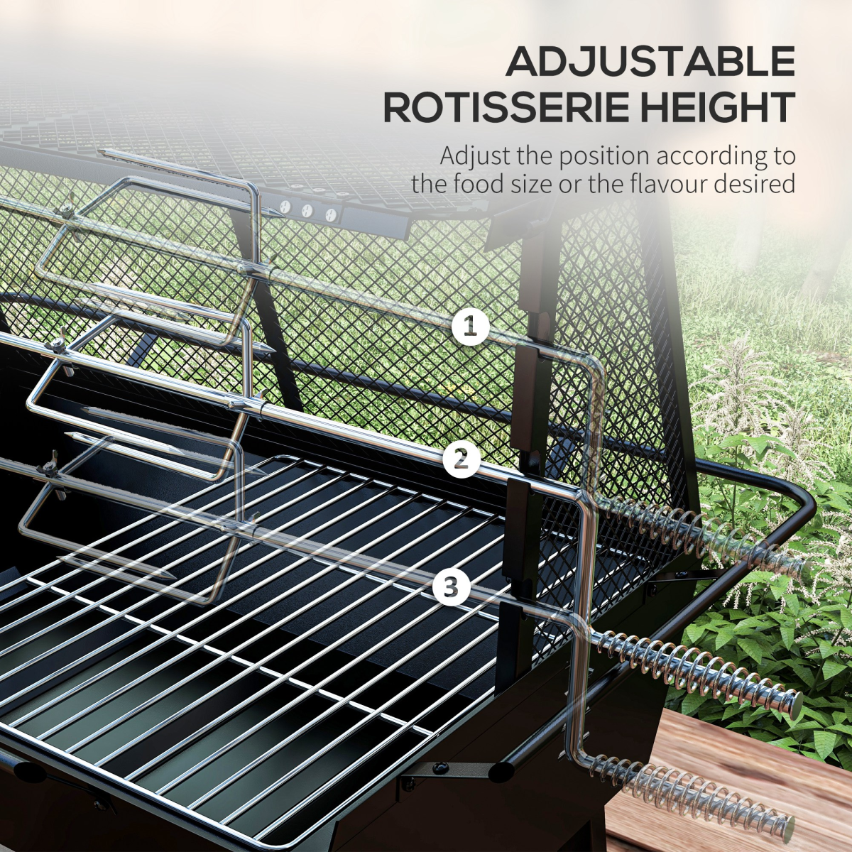 3-in-1 BBQ Rotisserie Grill Roaster Fire Pit for Outdoor