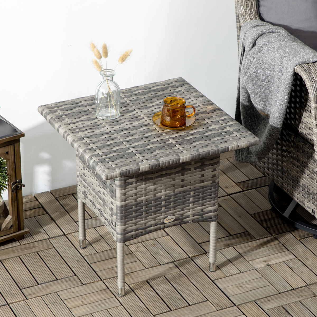 Outside Rattan Side Table Rattan Outdoor Coffee Table, Rattan Side Table for Patio