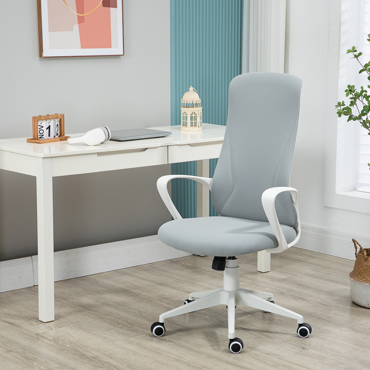 vinsetto highback home office chair height adjustable elastic view 2