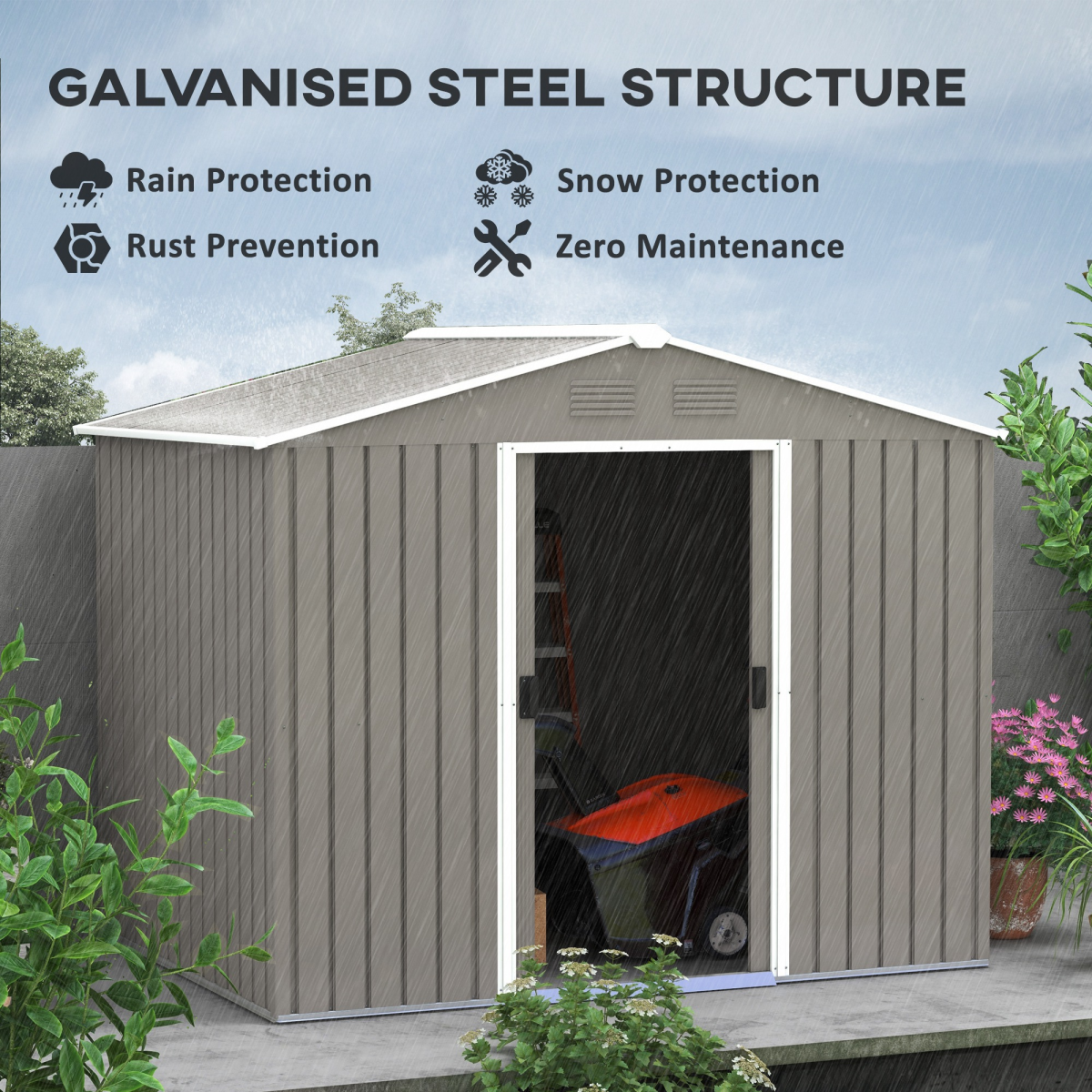 outsunny 8 x 6ft garden storage shed w/