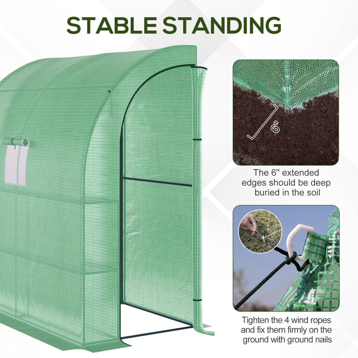 walk-in lean to wall greenhouse window&door 200lx 100w