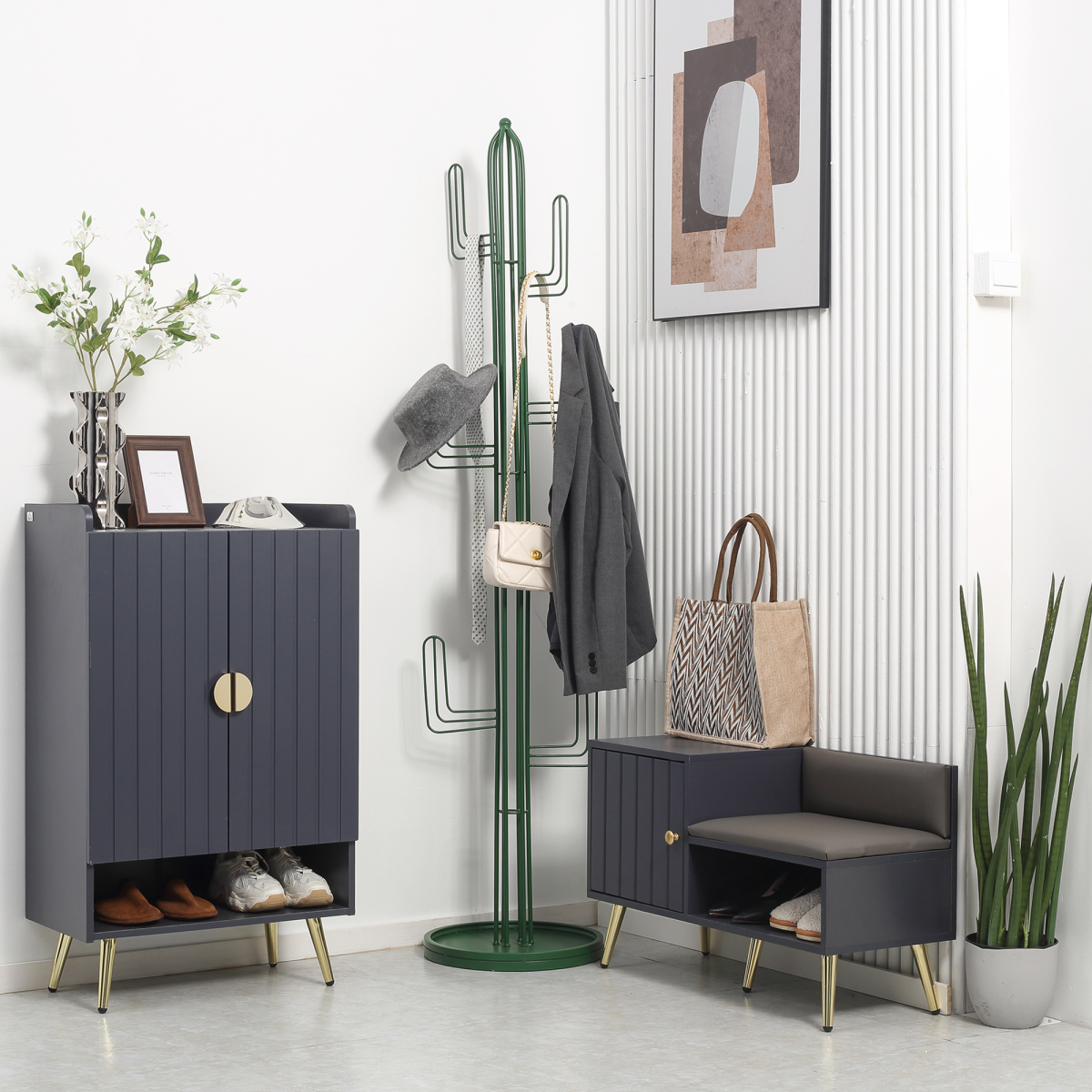 shoe bench with storage cabinet seating cushion for view 8