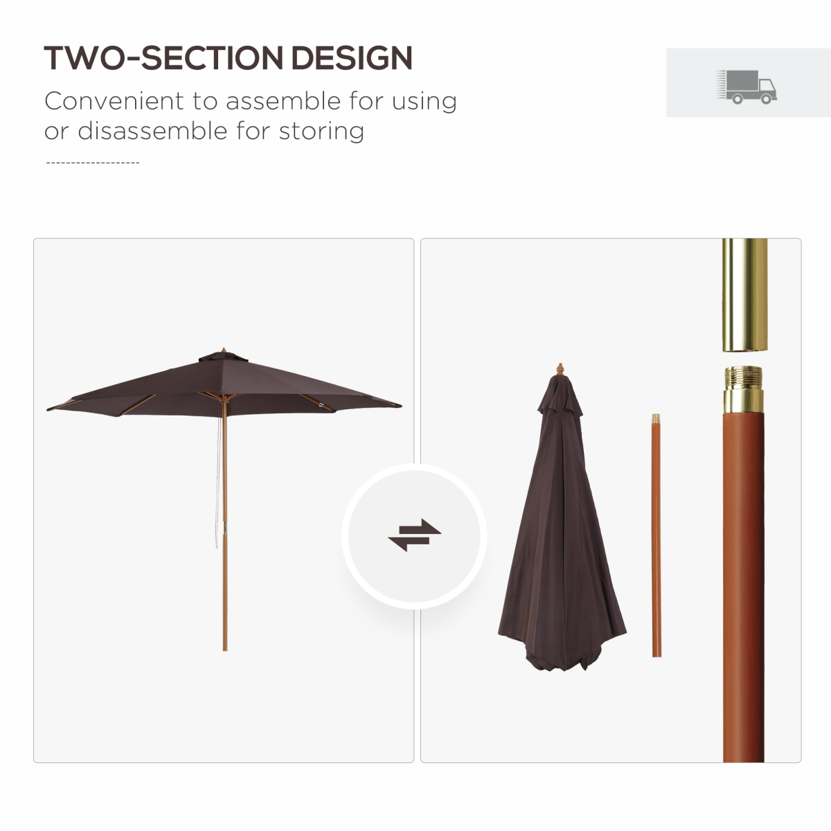 3m bamboo wooden market patio umbrella garden parasol view 8