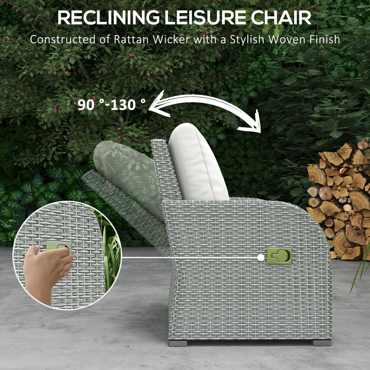 7seater outdoor garden rattan furniture set w recliners view 4