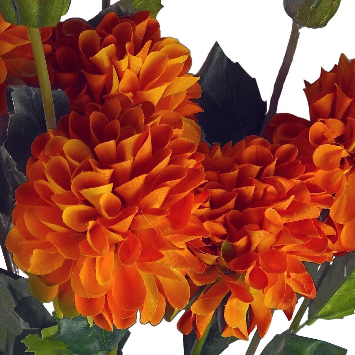 75cm artificial dahlia pompom flowers orange view 3