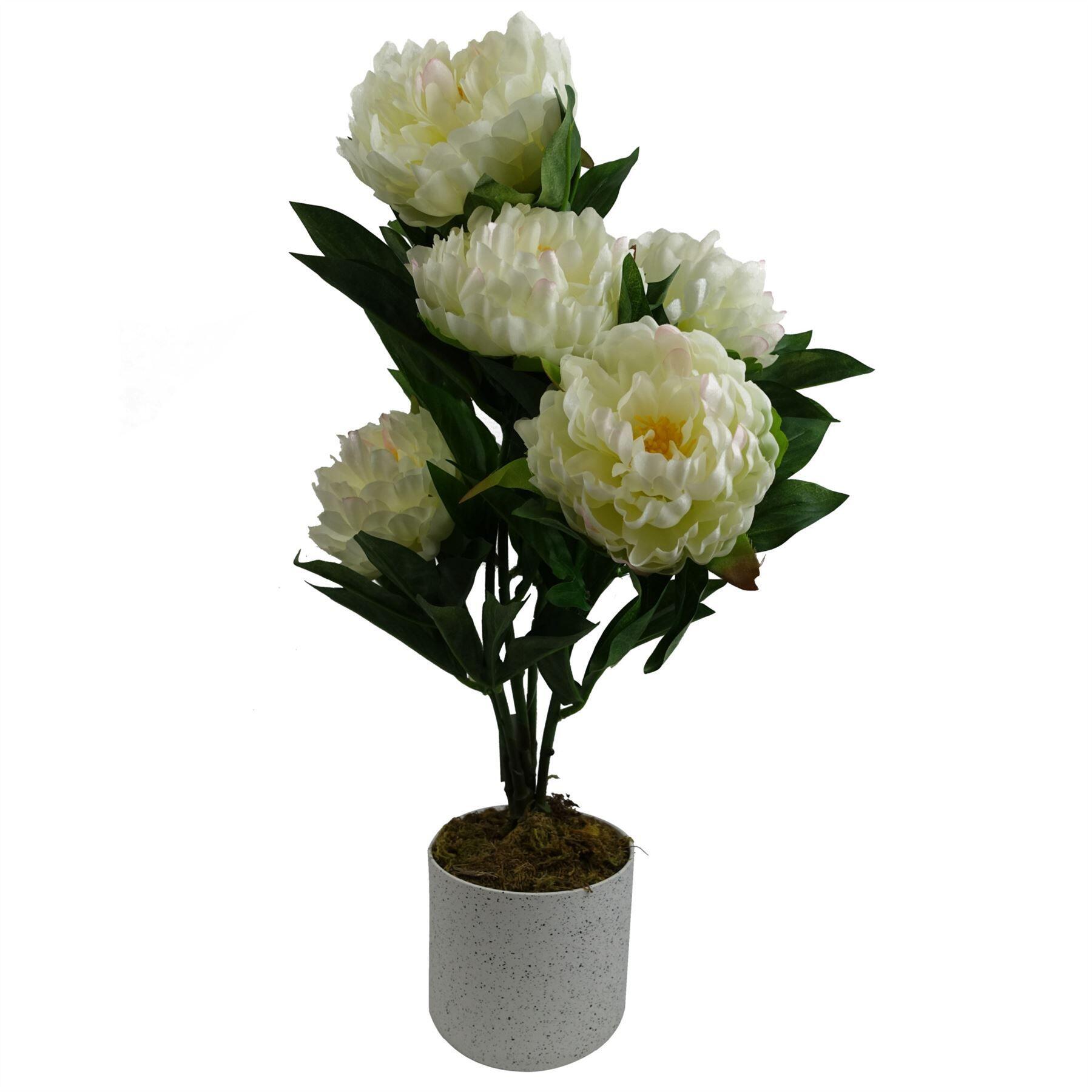 55cm artificial white peony plant view 1