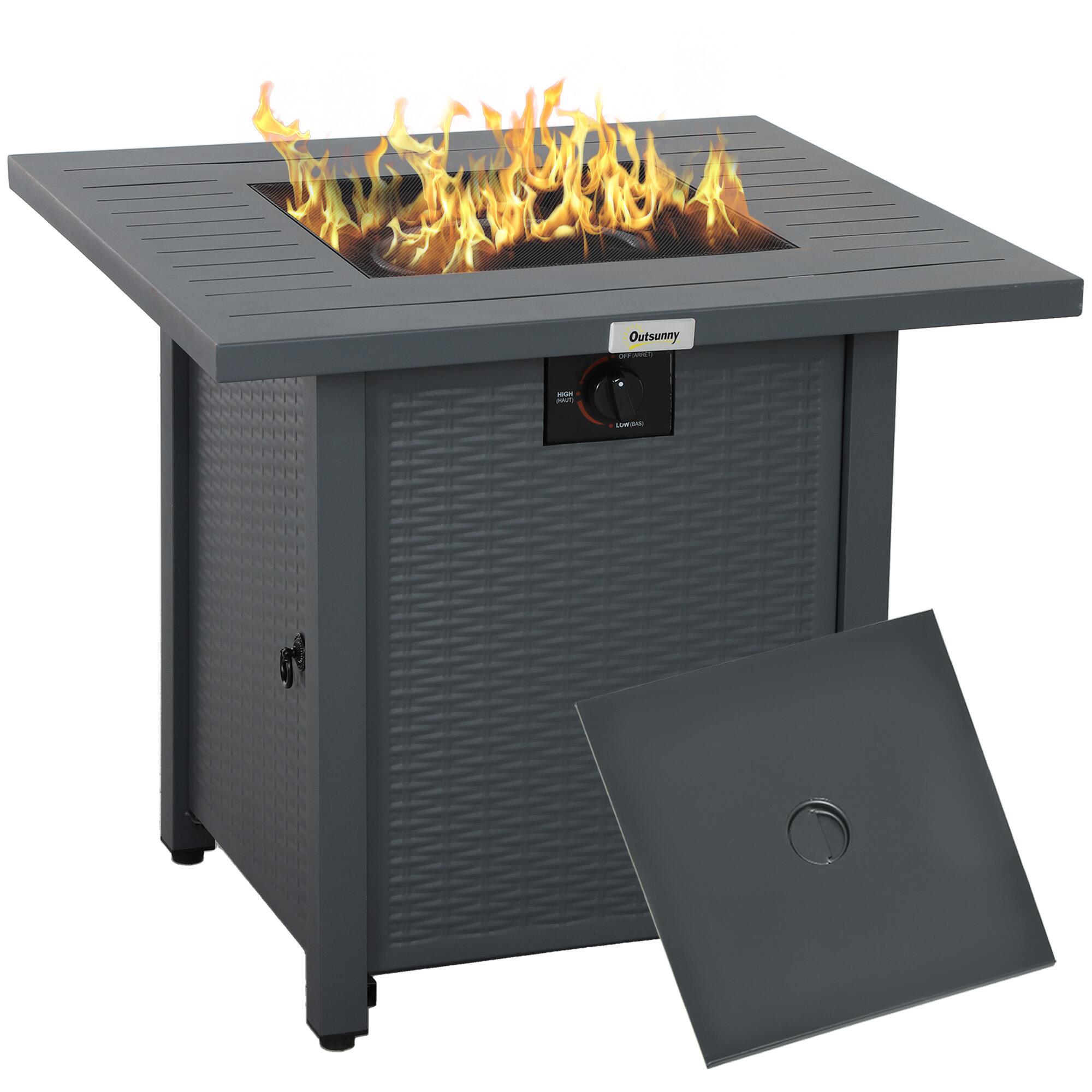 outsunny 40000 btu gas firepit table with protective view 1