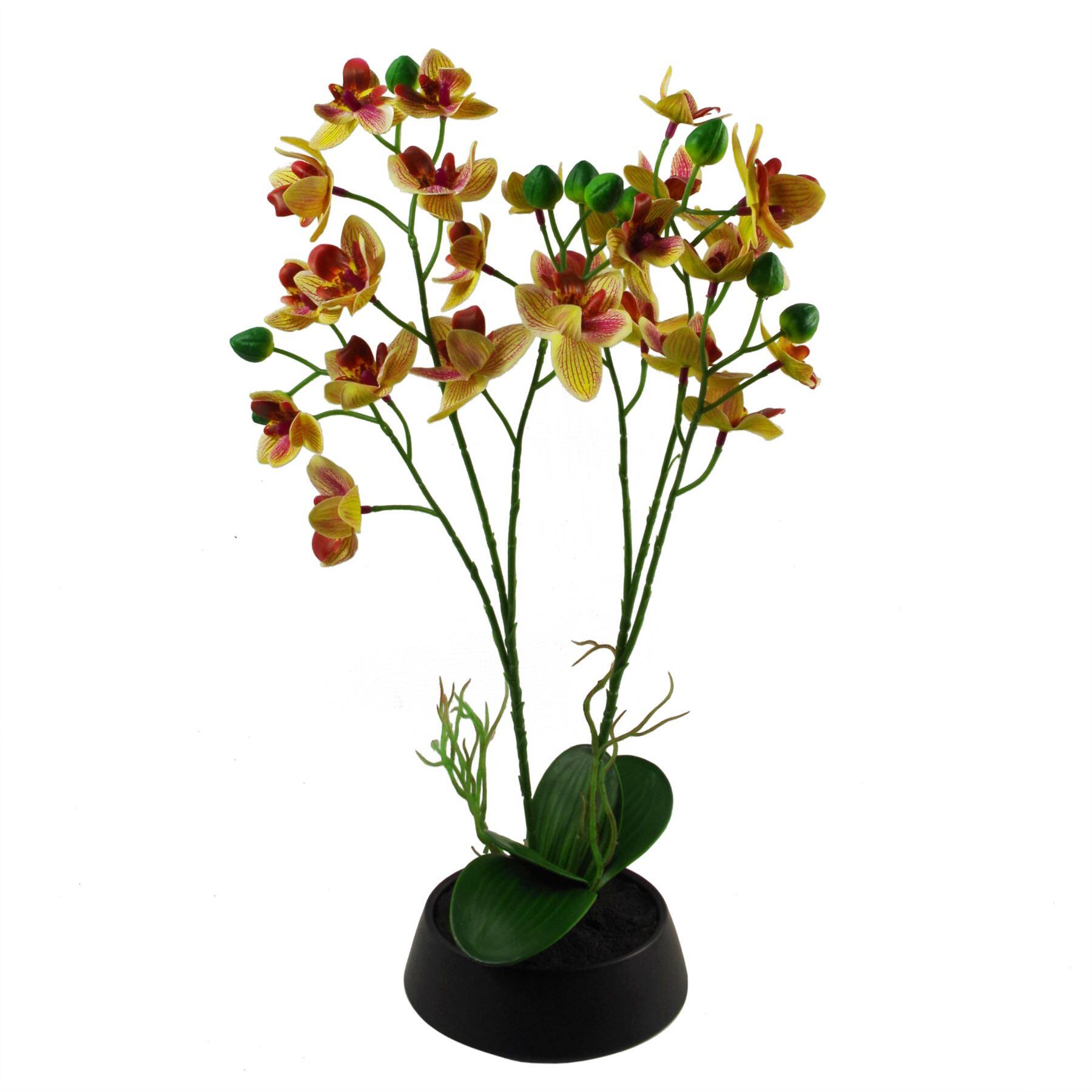 43cm large pink yellow artificial orchid in ceramic view 1