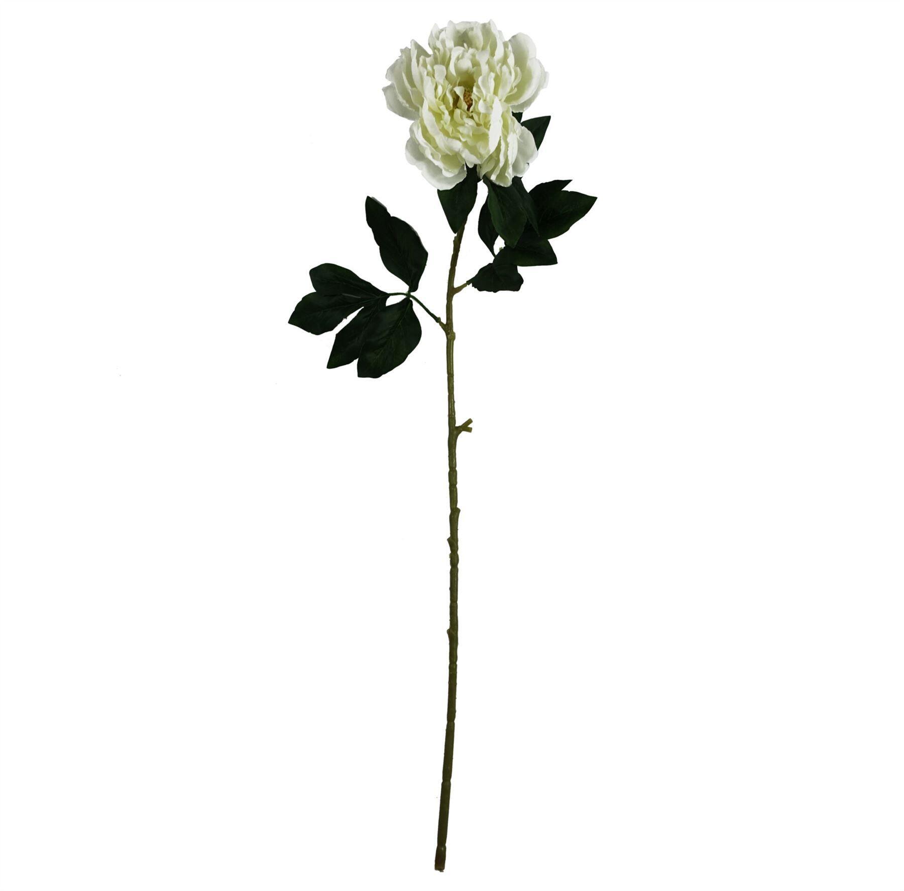 image of 80cm artificial white peony stem view 1