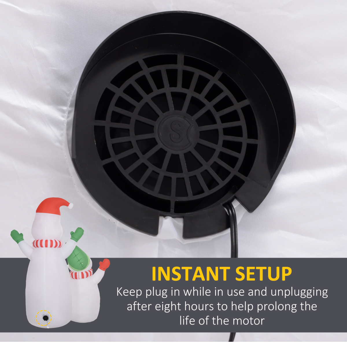 example of outsunny 8ft christmas inflatable snowman with rotating colorful led light in a setting
