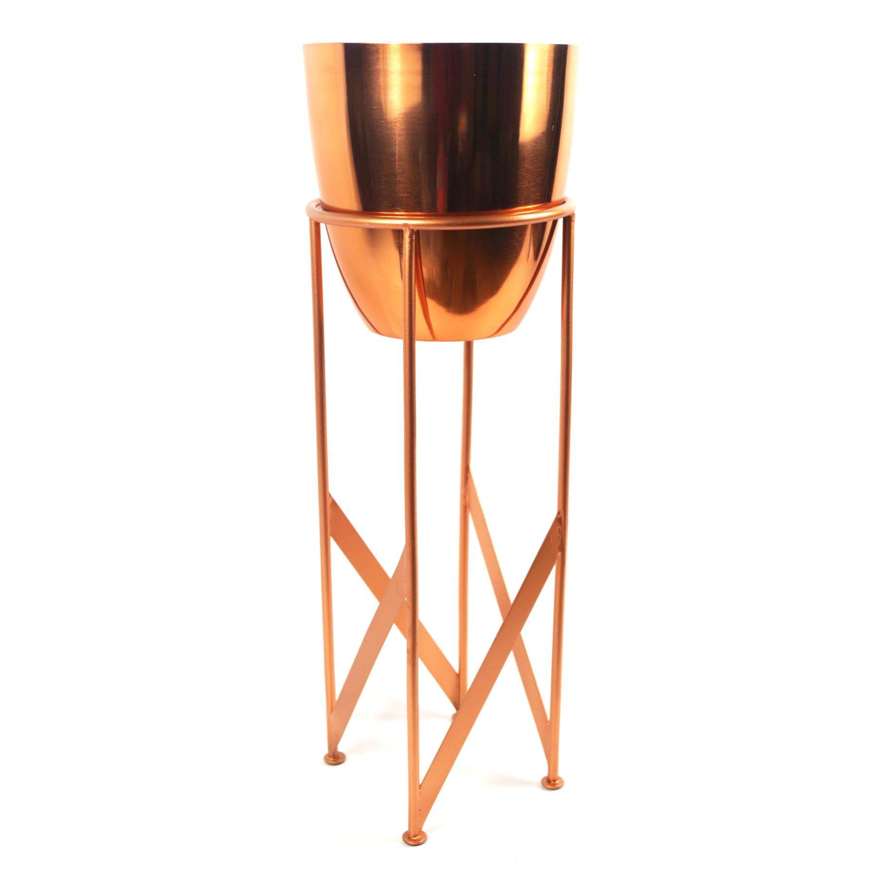 image showing 55cm copper planter with matching stand