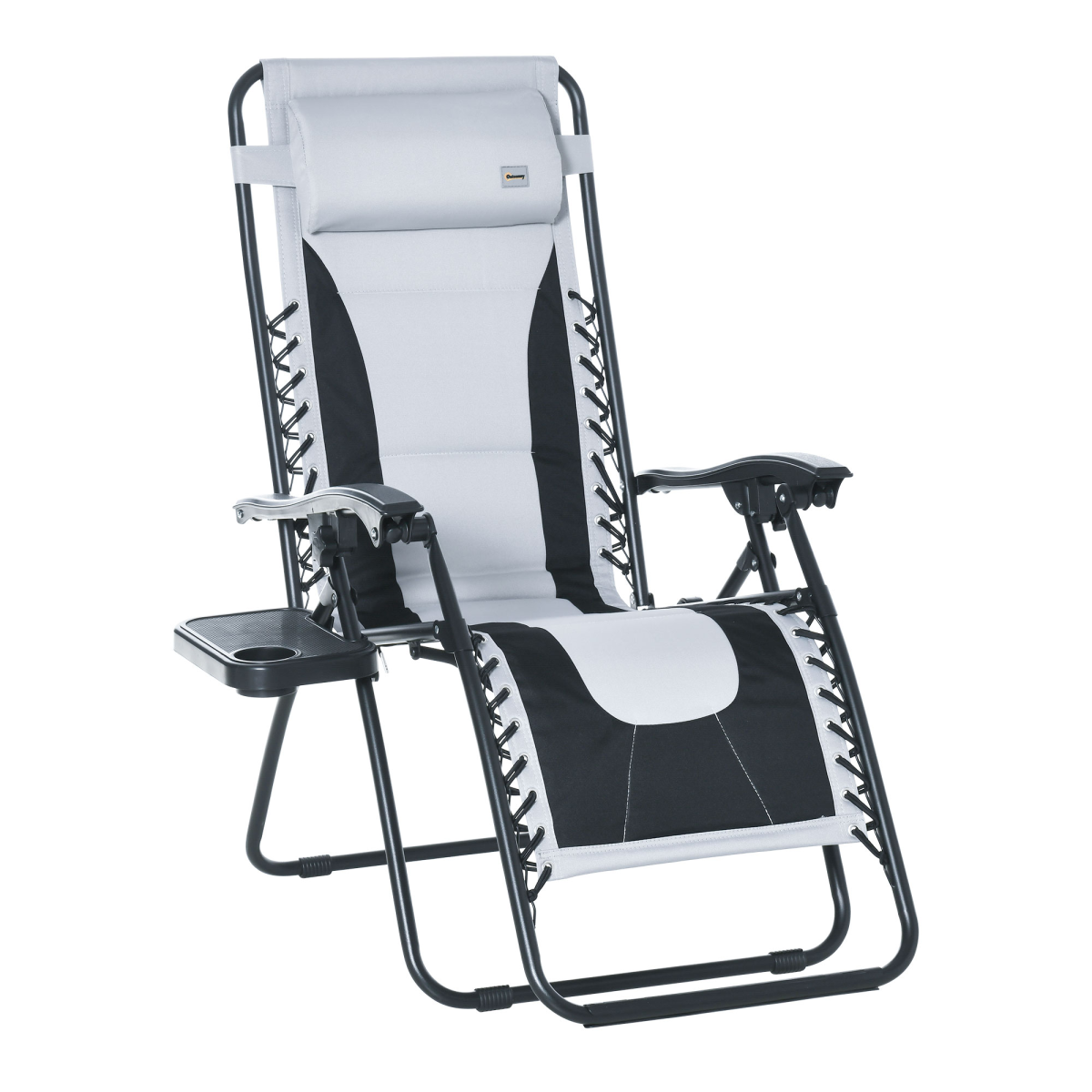 Zero Gravity Folding Recliner, Cup Holder, Adjustable Light Grey