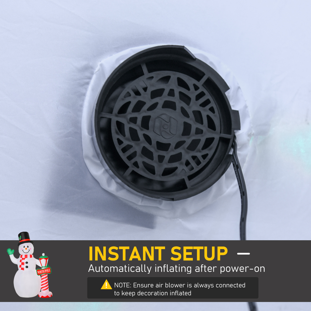 detailed view of 8ft Tall Christmas Inflatable Snowman Street Lamp Lighted Garden Lawn