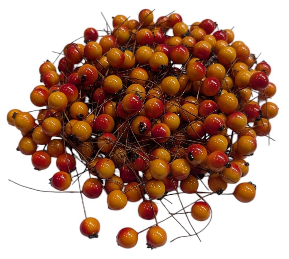 artificial berries red orange on stem pick