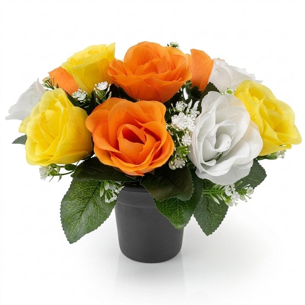 cemetery pot roses orange and yellow pot vase