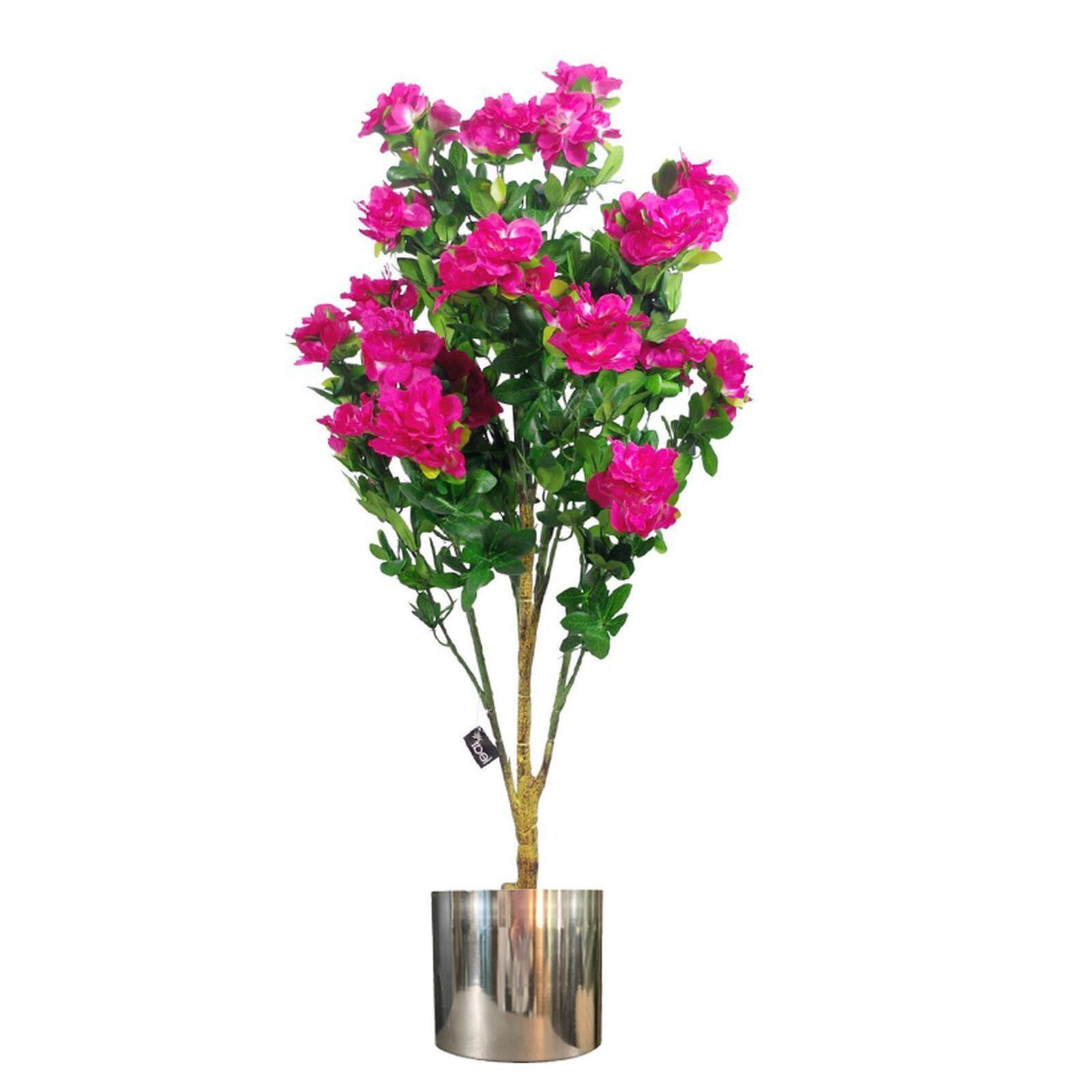 artificial potted premium azalea plant flowers silver product image