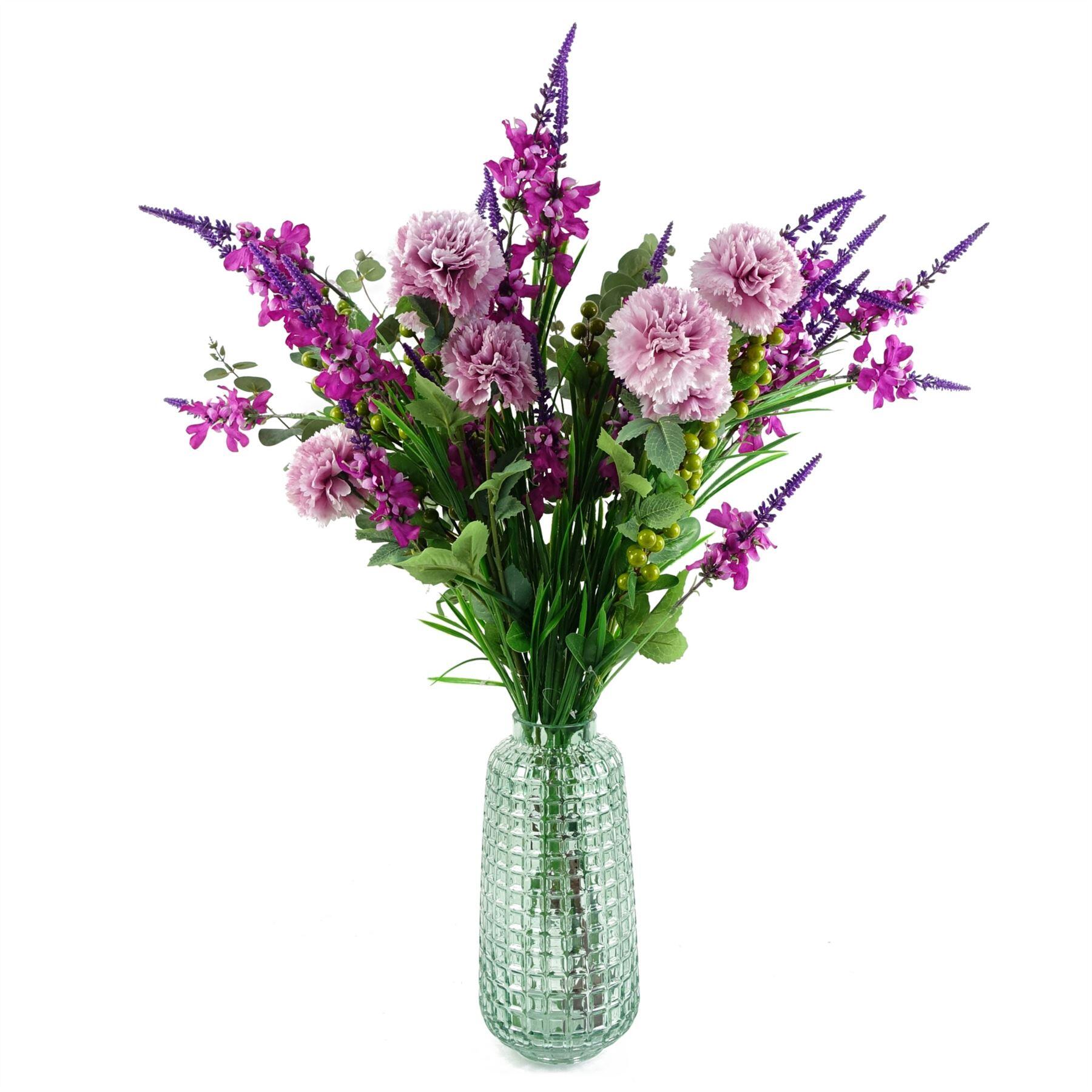 glass vase larkspur 80cm and artificial pink product image