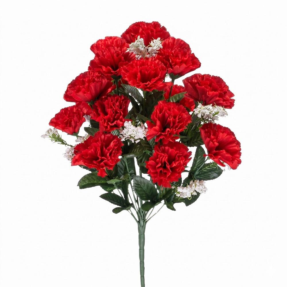 red carnation artificial flower bouquet bush bunch