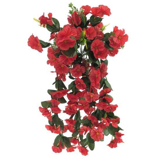 Artificial red Flowers for Baskets 54cm Trailing Bush