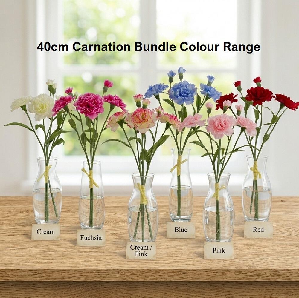 Artificial Flowers 40cm Carnation Bundle Ivory 3 Stems