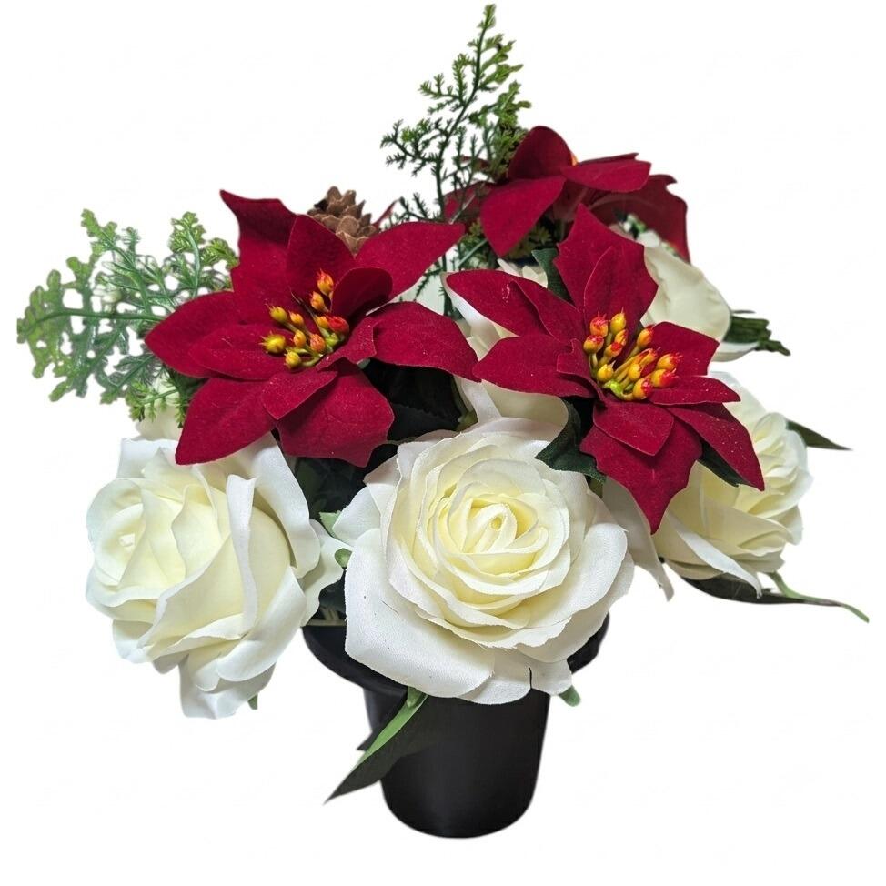 Artificial Christmas Flowers Red Poinsettia