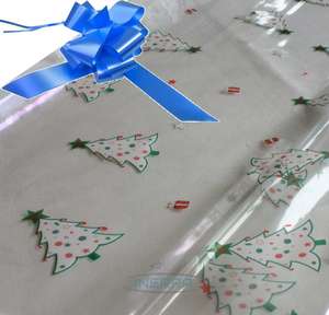 mid blue hamper wrapping kit christmas trees cellophane wrap