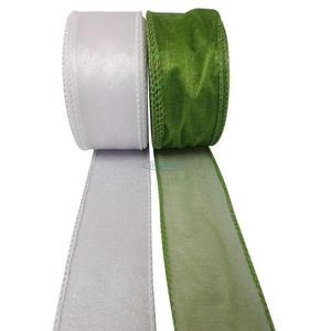 moss green and white ribbon
