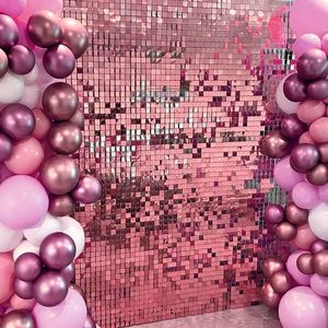 square pink shimmer sequin wall panel backdrop