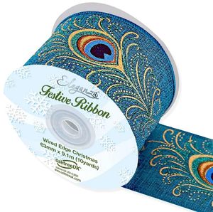 satin peacock wired ribbon