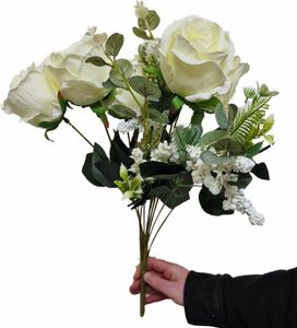 Roses and Hydrangea Bouquet Ivory artificial flowers