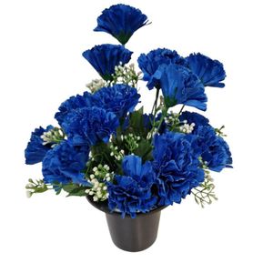blue carnation grave vase pot flowers