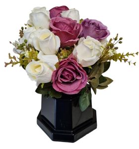 graveside flower vase with flower bouquet artificial