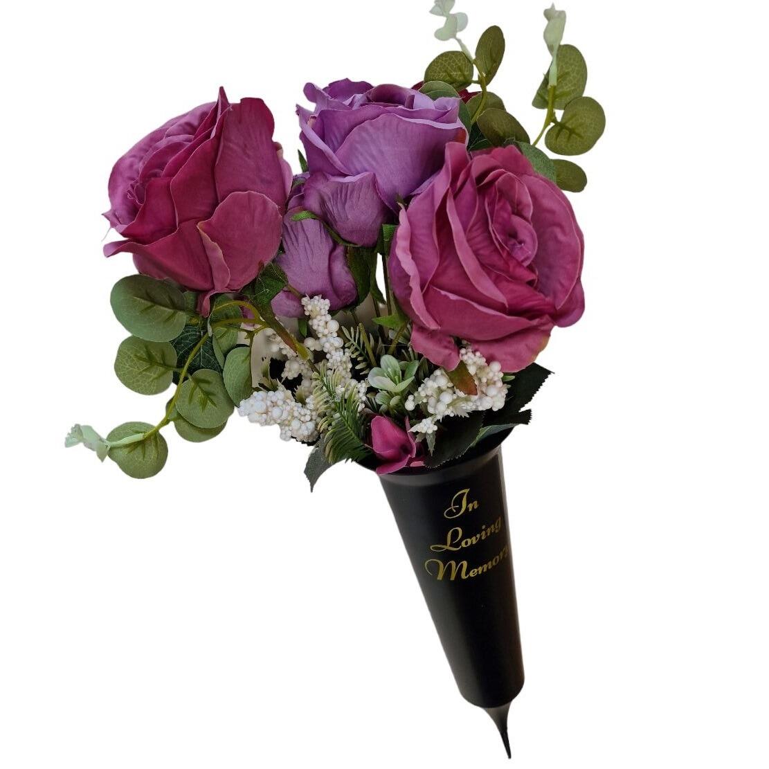 cone grave vase with flowers spike