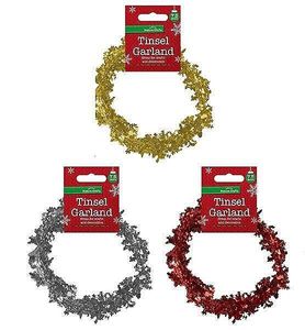 christmas tinsel red silver gold