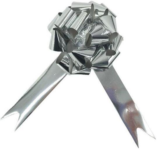 metallic silver pull bows