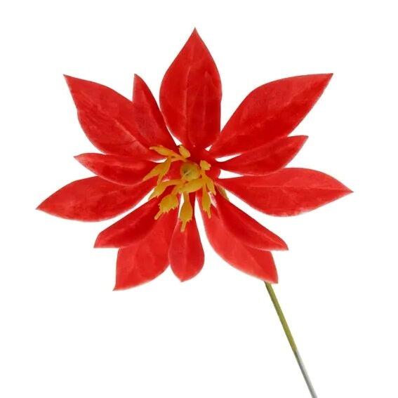 Artificial Large Red Poinsettia Pick