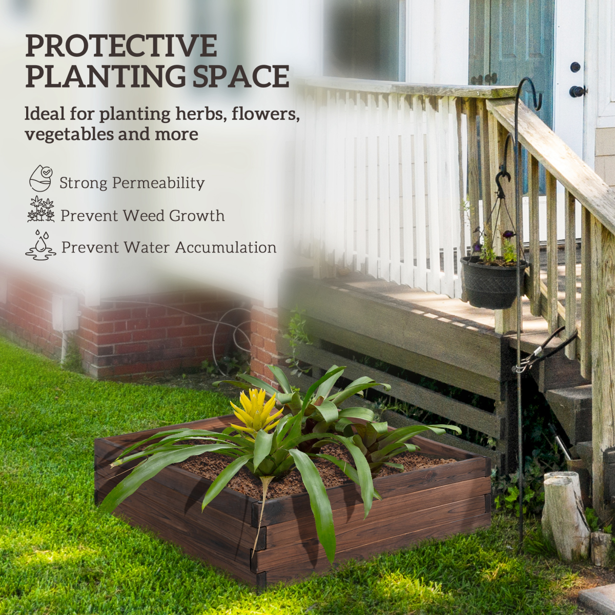 Wooden Raised Garden Bed Planter Grow Container