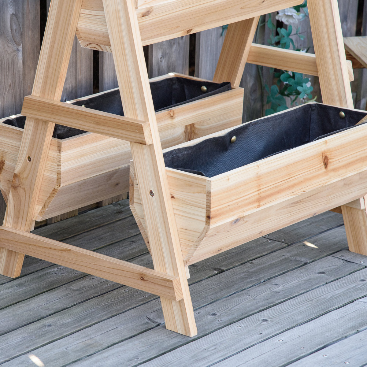 wood raised garden bed planter box with stand view 7
