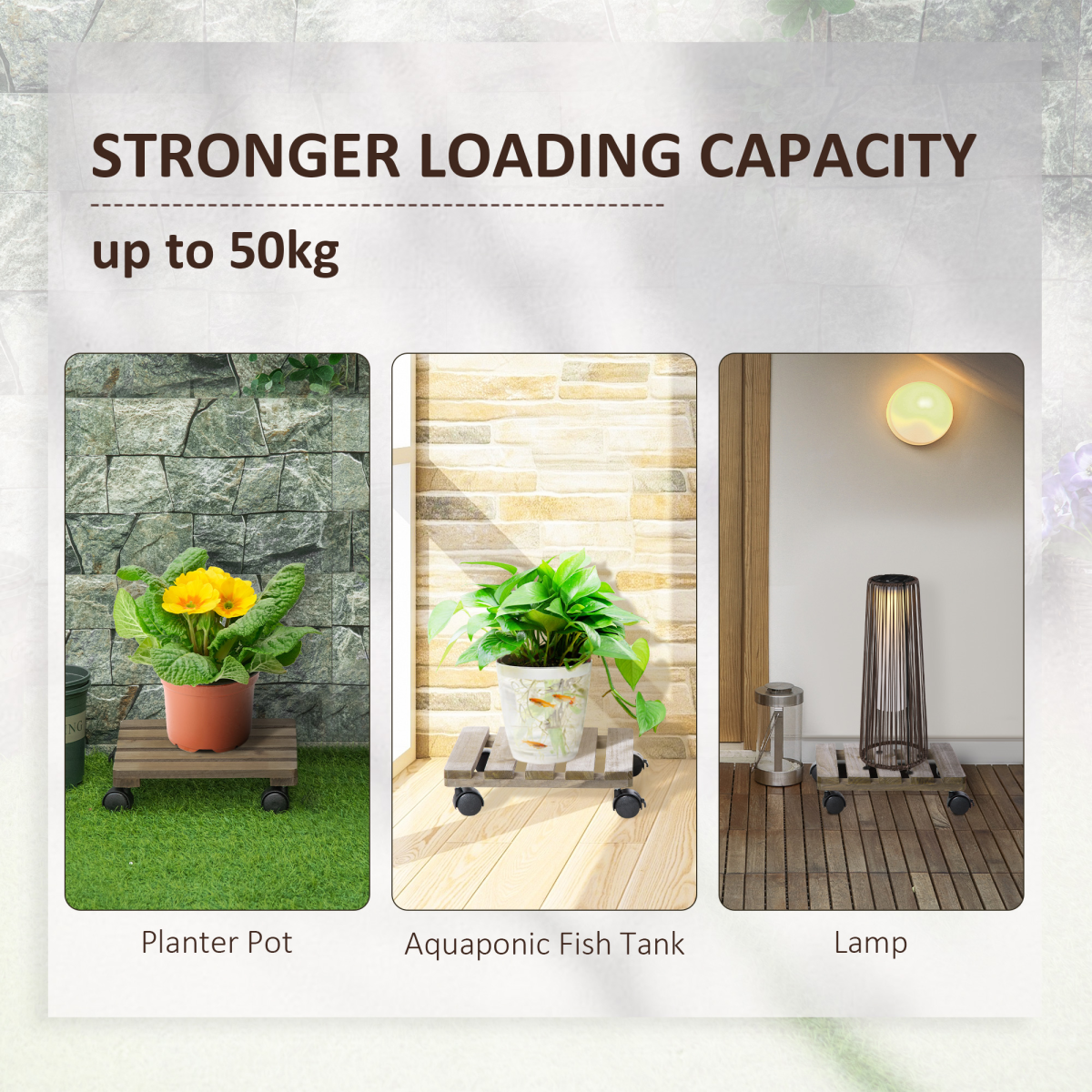 2 Pack Plant Stand with Wheels, Flowerpot Holder