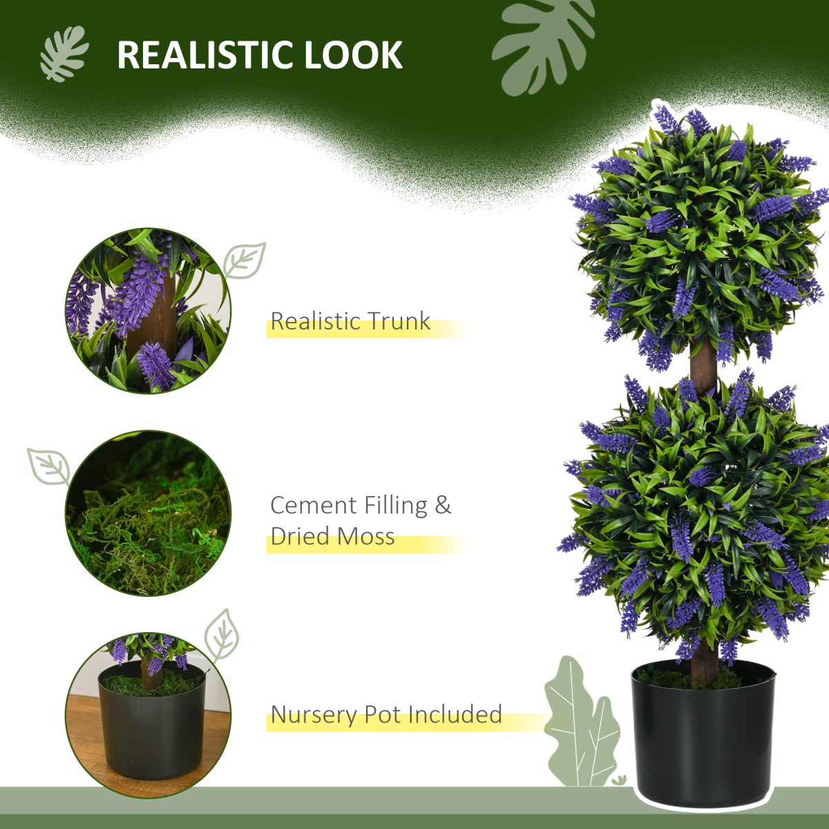 Artificial Plants Ball Tree with Lavender Flowers