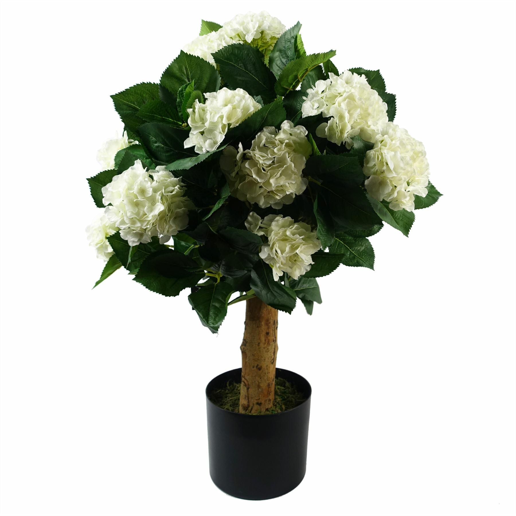 Artificial White Bush Hydrangea Plant Potted