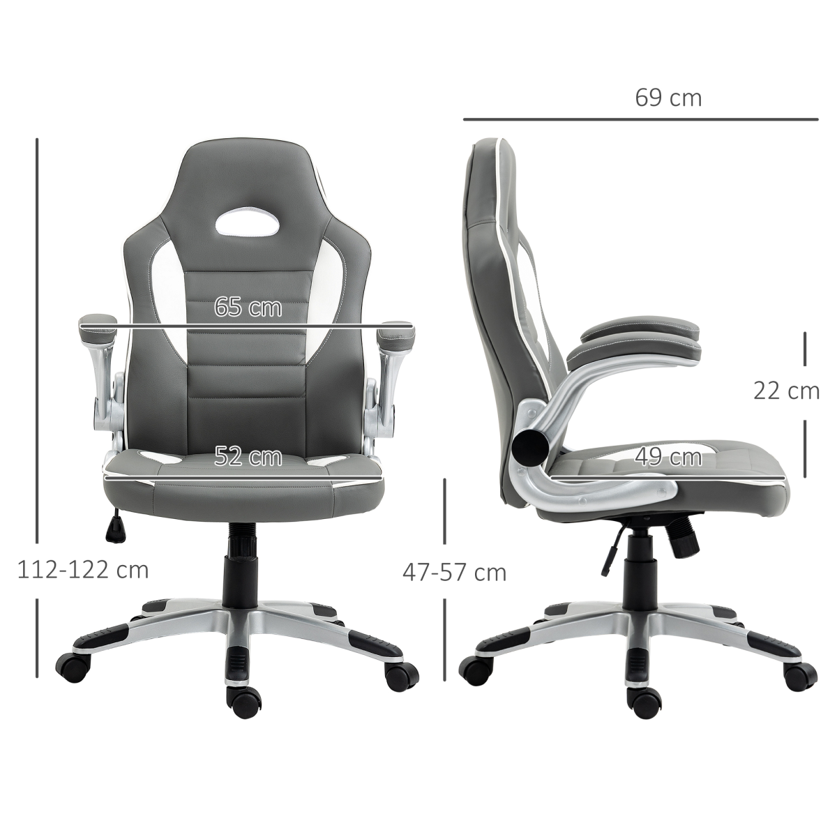 Racing Gaming Chair Adjustable Swivel Chair with Flip Up Armrests